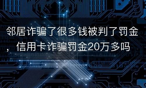邻居诈骗了很多钱被判了罚金，信用卡诈骗罚金20万多吗