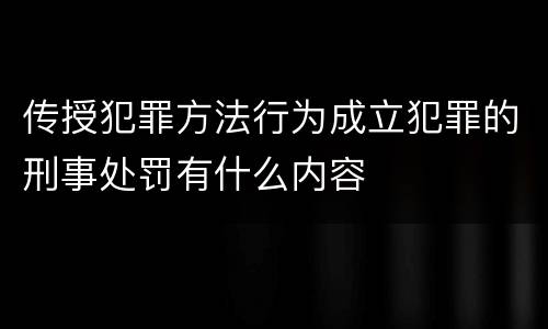 传授犯罪方法行为成立犯罪的刑事处罚有什么内容
