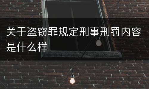 关于盗窃罪规定刑事刑罚内容是什么样