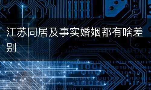 江苏同居及事实婚姻都有啥差别