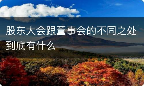 股东大会跟董事会的不同之处到底有什么