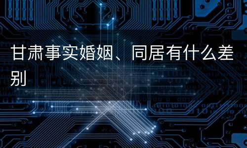 甘肃事实婚姻、同居有什么差别