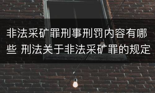 非法采矿罪刑事刑罚内容有哪些 刑法关于非法采矿罪的规定
