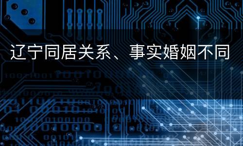 辽宁同居关系、事实婚姻不同
