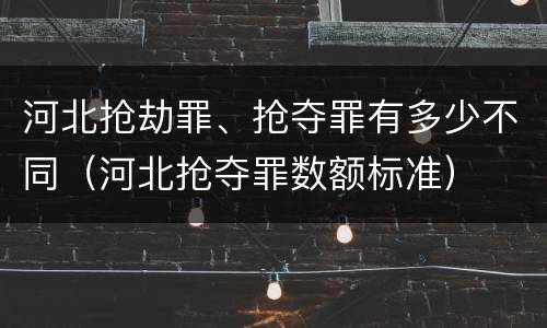 河北抢劫罪、抢夺罪有多少不同（河北抢夺罪数额标准）