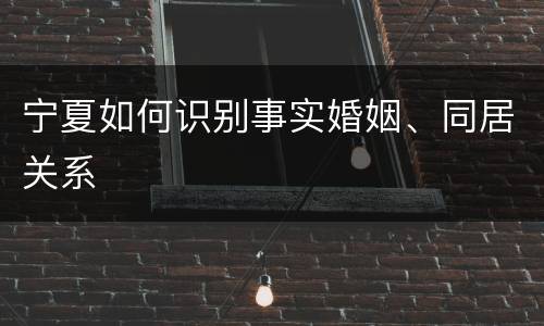 宁夏如何识别事实婚姻、同居关系
