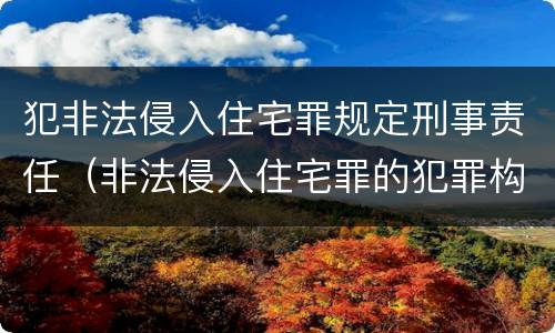 犯非法侵入住宅罪规定刑事责任（非法侵入住宅罪的犯罪构成）