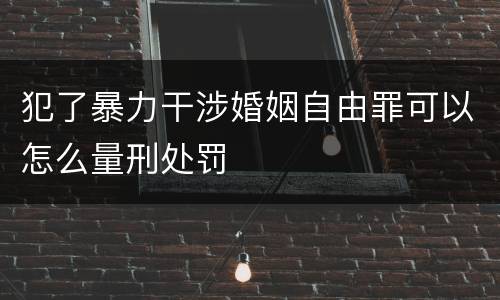 犯了暴力干涉婚姻自由罪可以怎么量刑处罚