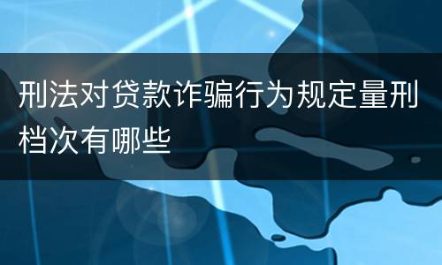 刑法对贷款诈骗行为规定量刑档次有哪些
