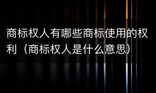 商标权人有哪些商标使用的权利（商标权人是什么意思）