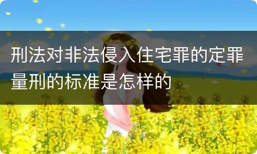刑法对非法侵入住宅罪的定罪量刑的标准是怎样的