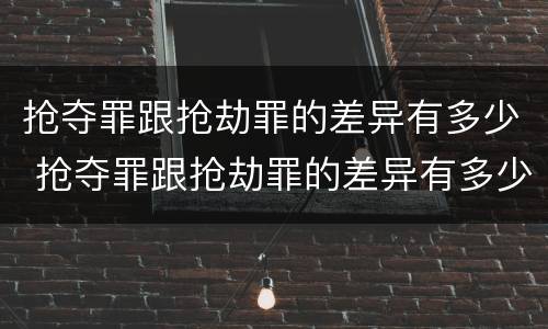 抢夺罪跟抢劫罪的差异有多少 抢夺罪跟抢劫罪的差异有多少个