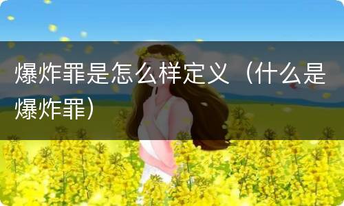 爆炸罪是怎么样定义（什么是爆炸罪）
