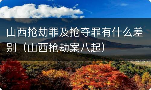山西抢劫罪及抢夺罪有什么差别（山西抢劫案八起）