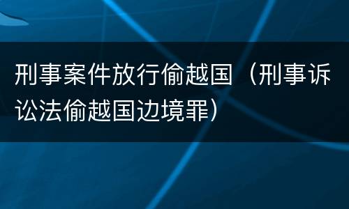 刑事案件放行偷越国（刑事诉讼法偷越国边境罪）