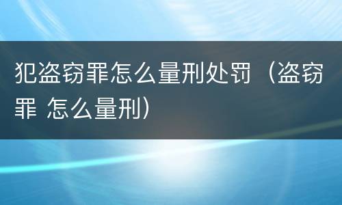 犯盗窃罪怎么量刑处罚（盗窃罪 怎么量刑）