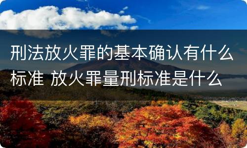 刑法放火罪的基本确认有什么标准 放火罪量刑标准是什么