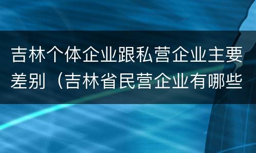 吉林个体企业跟私营企业主要差别（吉林省民营企业有哪些）