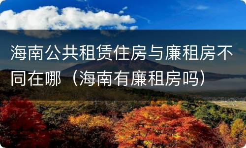 海南公共租赁住房与廉租房不同在哪（海南有廉租房吗）