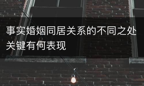 事实婚姻同居关系的不同之处关键有何表现