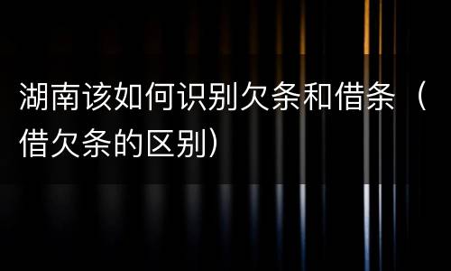 湖南该如何识别欠条和借条（借欠条的区别）