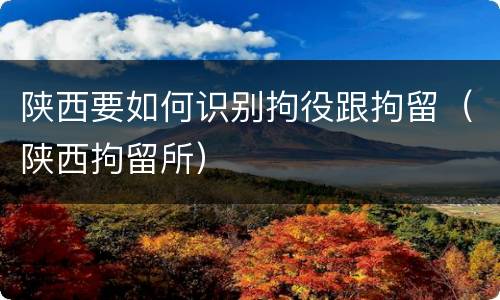 陕西要如何识别拘役跟拘留（陕西拘留所）