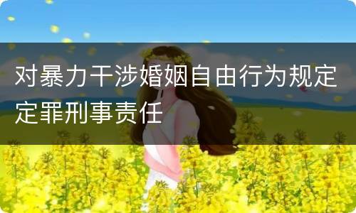 对暴力干涉婚姻自由行为规定定罪刑事责任