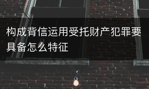 构成背信运用受托财产犯罪要具备怎么特征