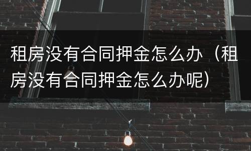 租房没有合同押金怎么办（租房没有合同押金怎么办呢）
