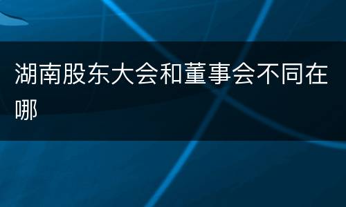 湖南股东大会和董事会不同在哪