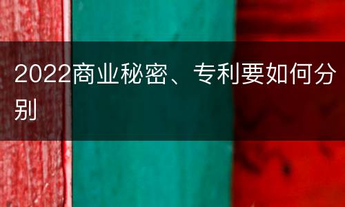 2022商业秘密、专利要如何分别