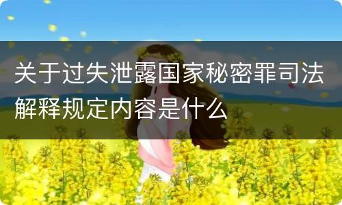 关于过失泄露国家秘密罪司法解释规定内容是什么