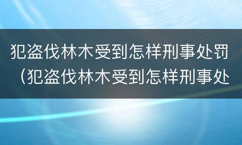 犯盗伐林木受到怎样刑事处罚（犯盗伐林木受到怎样刑事处罚才能判刑）