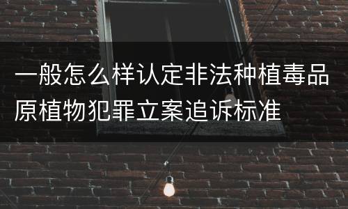 一般怎么样认定非法种植毒品原植物犯罪立案追诉标准