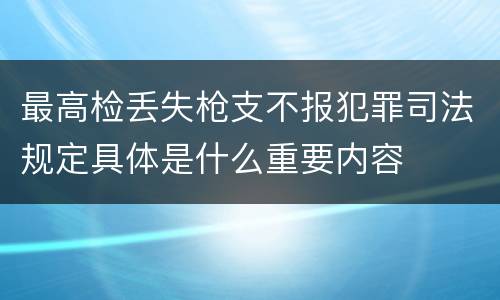 最高检丢失枪支不报犯罪司法规定具体是什么重要内容