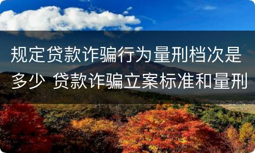 规定贷款诈骗行为量刑档次是多少 贷款诈骗立案标准和量刑标准