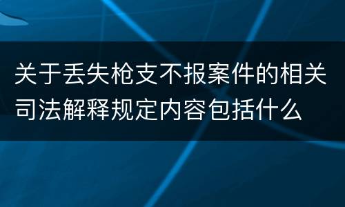 关于丢失枪支不报案件的相关司法解释规定内容包括什么