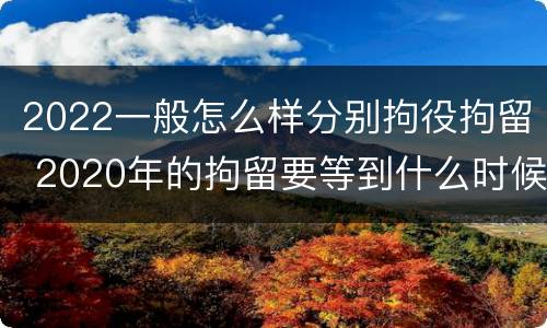 2022一般怎么样分别拘役拘留 2020年的拘留要等到什么时候