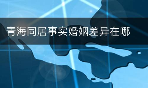 青海同居事实婚姻差异在哪