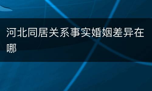 河北同居关系事实婚姻差异在哪