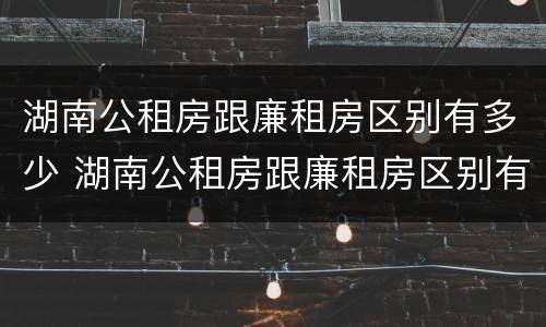 湖南公租房跟廉租房区别有多少 湖南公租房跟廉租房区别有多少套