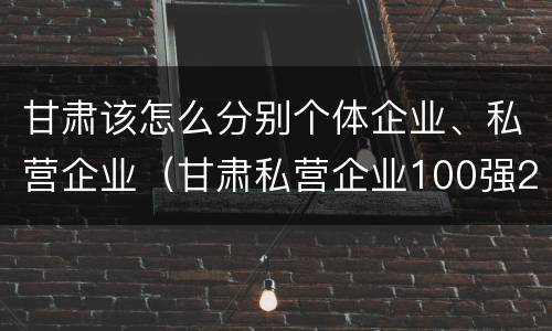 甘肃该怎么分别个体企业、私营企业（甘肃私营企业100强2018）