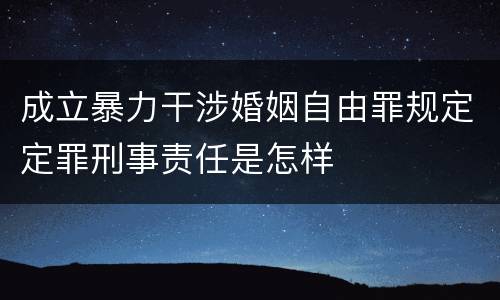 成立暴力干涉婚姻自由罪规定定罪刑事责任是怎样