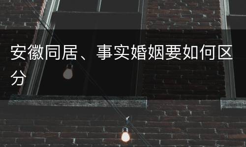 安徽同居、事实婚姻要如何区分