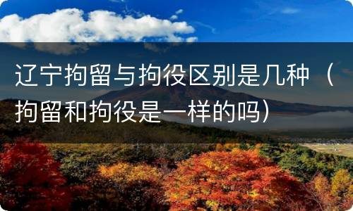 辽宁拘留与拘役区别是几种（拘留和拘役是一样的吗）