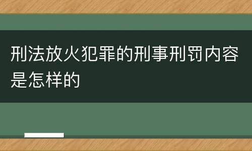 刑法放火犯罪的刑事刑罚内容是怎样的