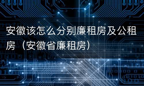 安徽该怎么分别廉租房及公租房（安徽省廉租房）
