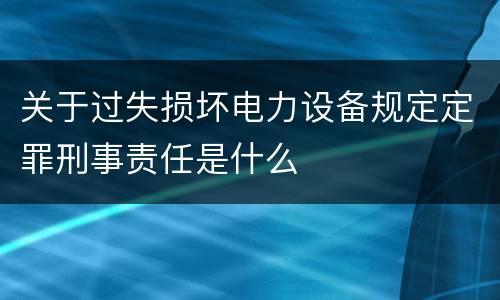 关于过失损坏电力设备规定定罪刑事责任是什么