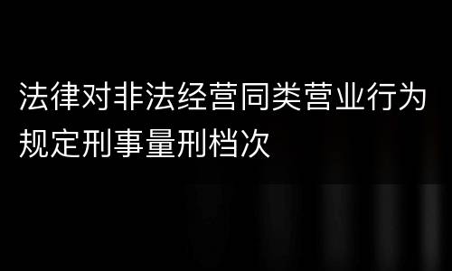 法律对非法经营同类营业行为规定刑事量刑档次