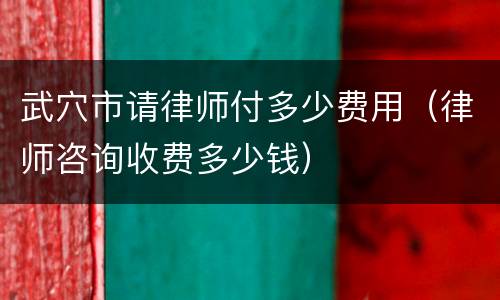 武穴市请律师付多少费用（律师咨询收费多少钱）